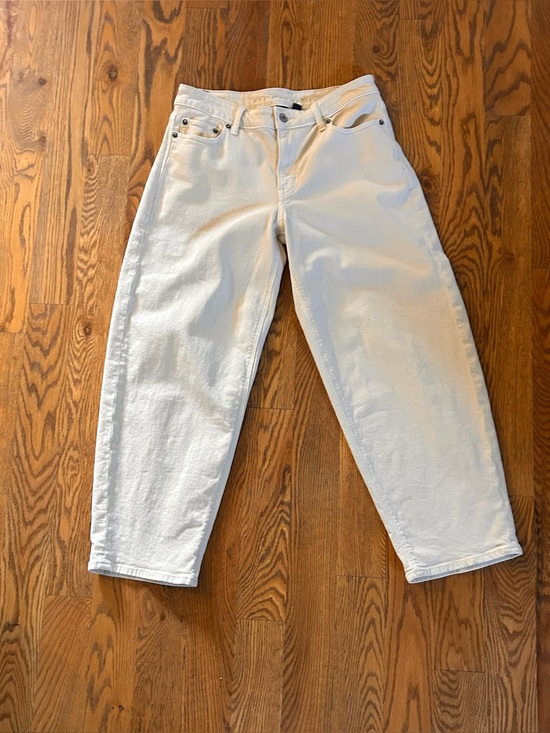 Denim - AE Stretch Barrel Jean, ecru denim, size 4